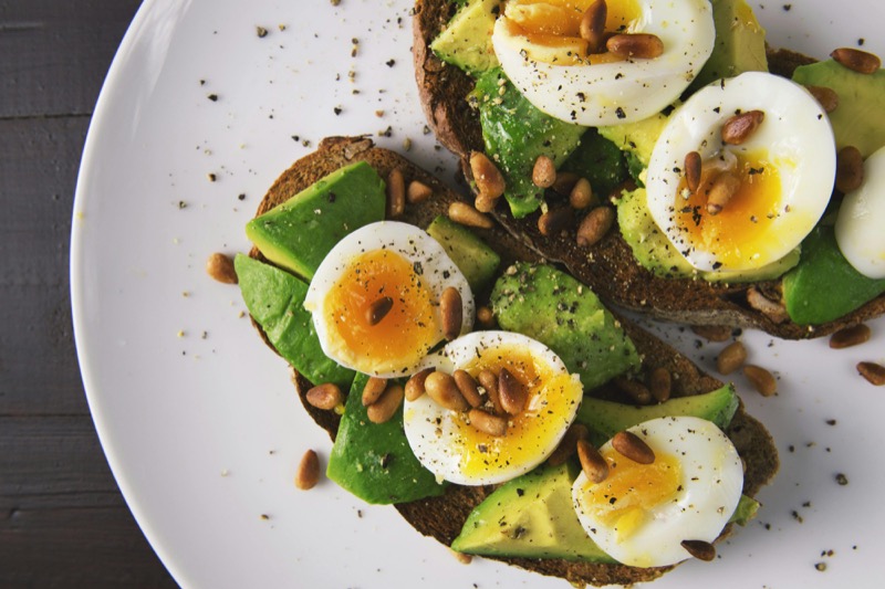 Healthy meal with diverse foods that support microbiome health